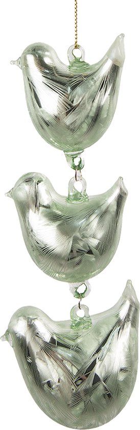 Clayre & Eef Hanger Vogels 16 cm Groen Glas