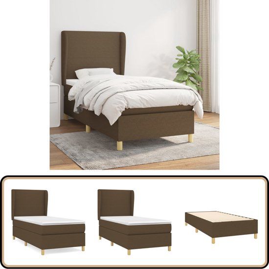 vidaXL Boxspring met matras stof donkerbruin 90x190 cm