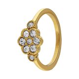 Lucardi - Dames Stalen goldplated ring vintage bloem wit - Ring - Staal - Goudkleurig - 20 / 63 mm
