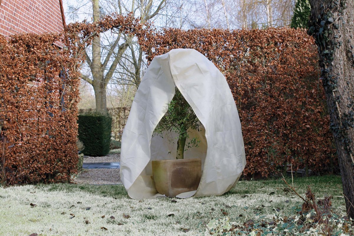 Nature - Wintertuin - Beschermhoes - Voor planten en struiken met rits - Beige - Diameter 250cm x Hoogte 3m