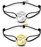 Key Moments 8KM-C00005 - Duo armband met stalen open hartjes en sleutel - one-size - zilverkleurig / goudkleurig