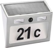 Merkloos / Sans marque Haushalt International Solar huisnummer plaat - 18 cm - met licht en bewegingsmelder - led - sensor - Zilver