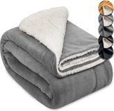 Beautissu Alina Sherpa Deken Plaid 150x200cm Lichtgrijs & Wit
