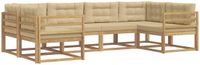 vidaXL - Salon d'angle - 6 places assises - Blanc et Beige - Bois d'acacia