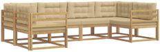 vidaXL - Bank loungeset - 6 zitplaatsen - Wit en Beige - Acacia hout