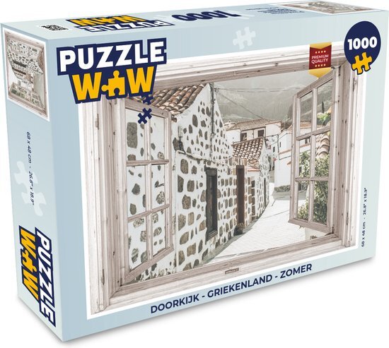 MuchoWow Puzzel Doorkijk - Griekenland - Zomer - Legpuzzel - Puzzel 1000 stukjes volwassenen