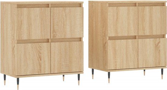 vidaXL Dressoirs 2 st - Bewerkt hout - Sonoma eikenkleurig