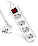 V-TAC Stekkerdoos, 4 stopcontacten, met schakelaar en 1,5 m lange kabel, 4 stopcontacten, 16 A, geaard voor thuis, kantoor, winkel, garage, 250 V, compact en praktisch