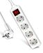 V-TAC Stekkerdoos, 4 stopcontacten, met schakelaar en 1,5 m lange kabel, 4 stopcontacten, 16 A, geaard voor thuis, kantoor, winkel, garage, 250 V, compact en praktisch
