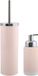 MSV brosse WC avec support 38 cm/distributeur de savon 275 ml set Enzo - métal/céramique - rose clair/argent