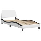 vidaXL Lit "Viana" avec matelas, similicuir, blanc et noir, 160x200 cm