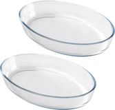 Chef Traiteur Ovenschaal van borosilicaat glas - 2x - ovaal - 3 Liter - 35 x 24 x 7 cm