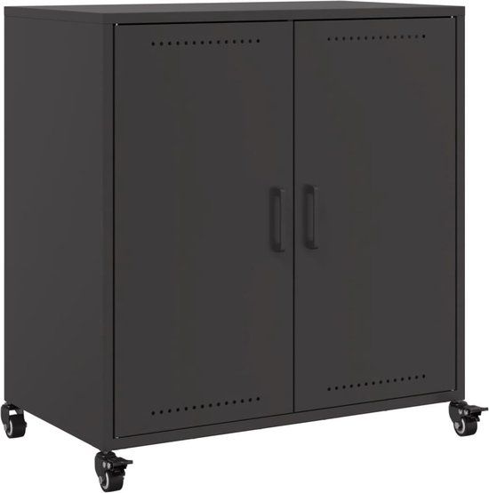 vidaXL Dressoir - Staal - Zwart - 68x39x72 cm