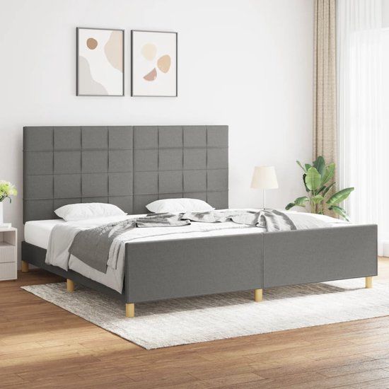 vidaXL Bedframe zonder matras stof donkergrijs 200x200 cm