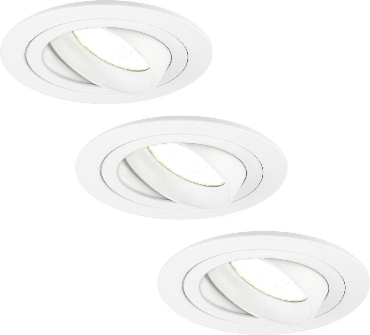 LEDVION Dimbare LED inbouwspot Wit - Tokyo - 3-pack - 5W - 4000K - ø92mm
