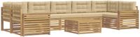 vidaXL - Buiten - bank - set - 8 - st - Wit - en - Beige - Massief - Acacia - Hout