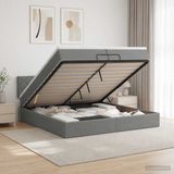 vidaXL Ottoman Bed with Mattress Dark Grey 200 x 200 cm Fabric