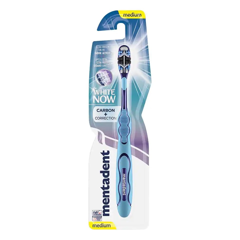 Mentadent White Now Carbon Correct zwart, wit, blauw