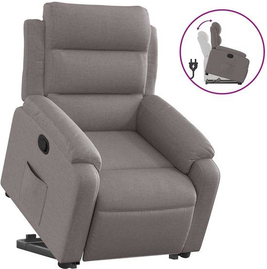 vidaXL Elektrische Sta-op-massagestoel met Verstelbare Rugleuning en Voetensteun, Stof, Taupe
