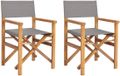vidaXL Fauteuil de réalisateur Marron et gris clair Teck massif