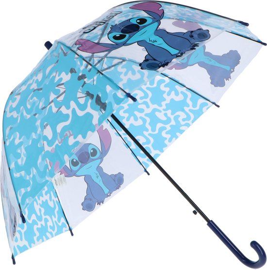 4KidsOnly Lilo & Stitch Paraplu - Kinderparaplu - Metaal frame - Blauw - Transparant