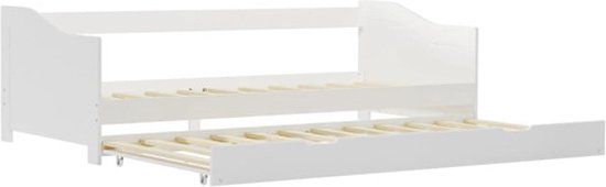 vidaXL Bedbank uittrekbaar grenenhout wit 90x200 cm
