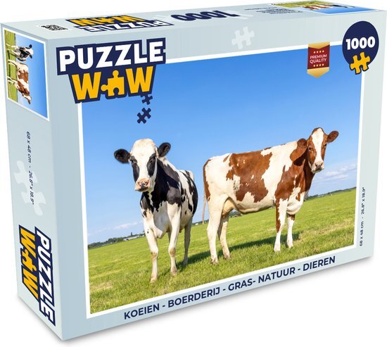 MuchoWow Puzzel Koeien - Boerderij - Gras- Natuur - Dieren - Legpuzzel - Puzzel 1000 stukjes volwassenen - Sinterklaas cadeautjes - Sinterklaas voor grote kinderen