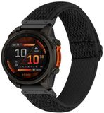 By Qubix Qubix - Elastisch Solo Loop Nylon Bandje - Zwart - 22mm Quickfit - Geschikt voor Garmin Quatix 8 - 47mm