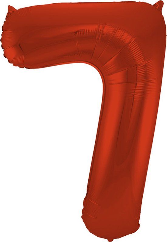 Folat - Folieballon Cijfer 7 Rood Metallic Mat - 86 cm