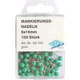 Wedo 56104 Markeringsnaalden, ronde kopnaalden, naaldlengte 16 mm, kopdiameter 6 mm, 100 stuks, groen