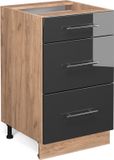Vicco Fame-Line Keukenonderkast – 50 cm, WB Eik Antraciet Hoogglans