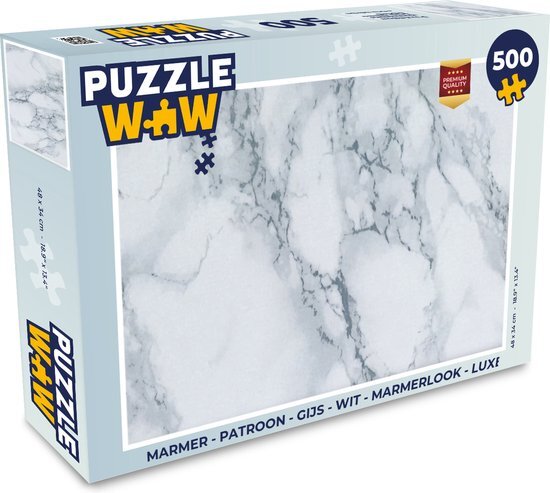 MuchoWow Puzzel Marmer - Patroon - Gijs - Wit - Marmerlook - Luxe - Legpuzzel - Puzzel 500 stukjes - Sinterklaas cadeautjes - Sinterklaas voor grote kinderen