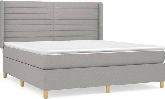 vidaXL Boxspring met matras stof lichtgrijs 180x200 cm