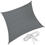 Tectake Vierkant zonneluifel van polyethyleen - grijs 540 x 540 cm - 403894