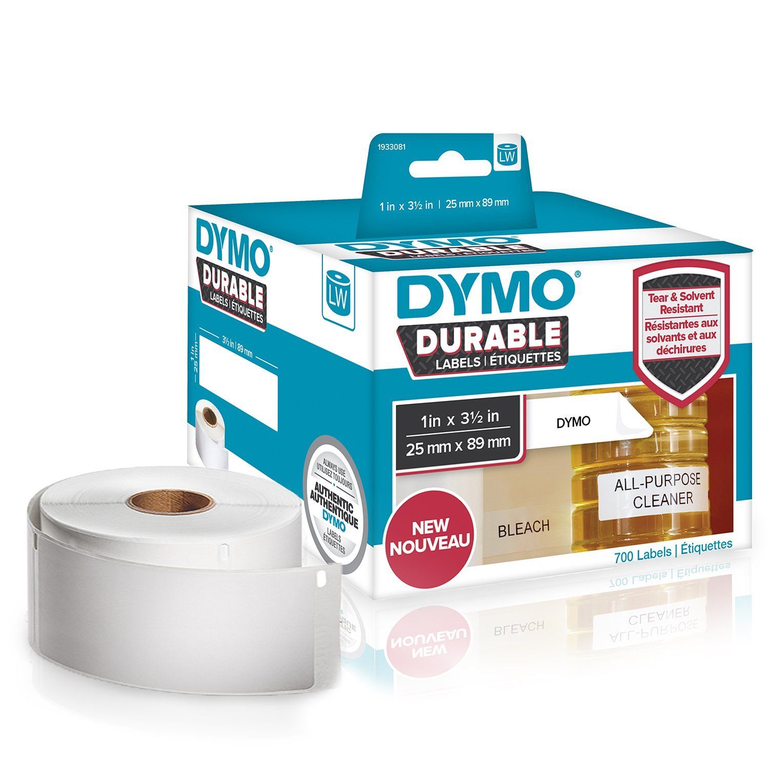 DYMO LW - LW duurzame labels - 25 x 89 mm - 1933081 - Wit