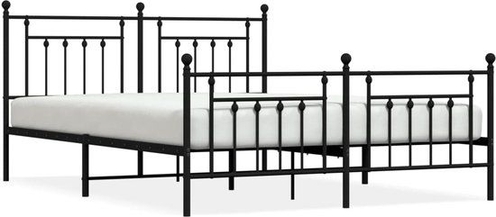 vidaXL Bedframe met voetbord zonder matras metaal zwart 180x200 cm