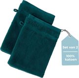 HUSH Living Washand - 100% Katoen - Set van 2 - Donkergroen