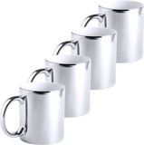 Merkloos / Sans marque Makito Western Europe Mok - 4x - metallic zilver - keramiek - 350 ml