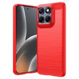 Motorola Coque Motorola Edge 70 Fusion/70 Fusion+ en TPU Brossé - Fibre de Carbone - Rouge