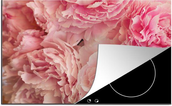 KitchenYeah® Inductie beschermer Pioenroos roze 77x51 cm - Inductiebeschermer voor kookplaat