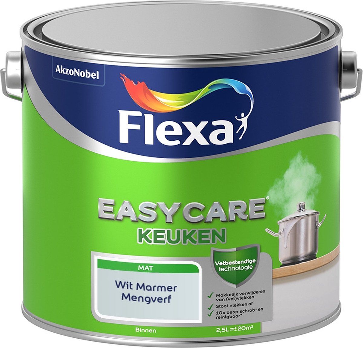 FLEXA Easycare Muurverf - Keuken - Wit Marmer - 2,5 liter