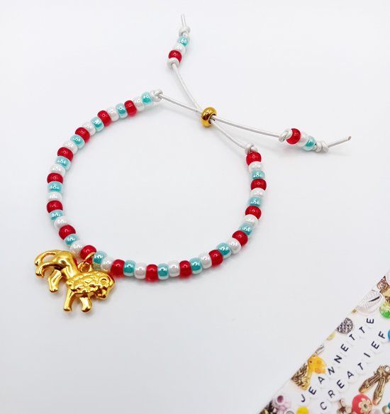 Jeannette-Creatief® Holland - Wit Leren Armband Rood Wit Blauw Golden Lion - EK 24 - Vrouwen