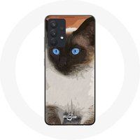 Maniacase Etui voor Samsung Galaxy A13 5G Siamees zwart wit blauwe ogen