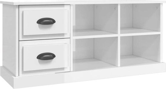 vidaXL Tv-meubel 102x35,5x47,5 cm bewerkt hout hoogglans wit