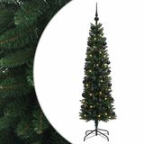 vidaXL - Smalle - kunstkerstboom - met - kerstbal - 150 - cm - 150 - LED's - Warmwit