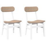 vidaXL Eetkamerstoelen 2 stuks Massief Hout Rubber Wit