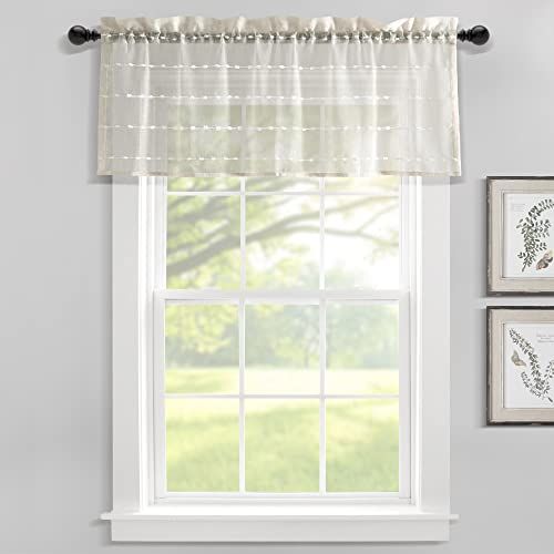Lush Decor Boerderij getextureerde pure raamgordijn Valance, 18 \"L x 52\" W, beige