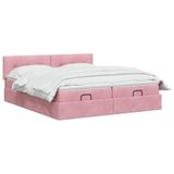vidaXL Ottomaanse Bed met Matras en LED Roze 200 x 200 cm fluweel