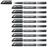 STABILO - Fineliner met meeverende schrijfpunt - SENSOR F - Fijn - 10 Stuks - Zwart