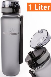 King Mungo Drinkfles 1L - Grijs - BPA Vrij - Met Fruitfilter - Vaatwasserbestendig